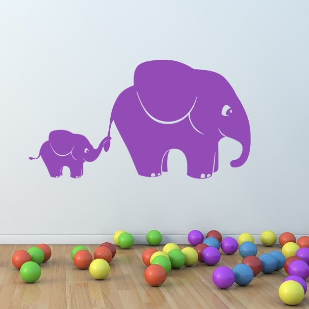 Wallsticker Elefantmor og elefantunge