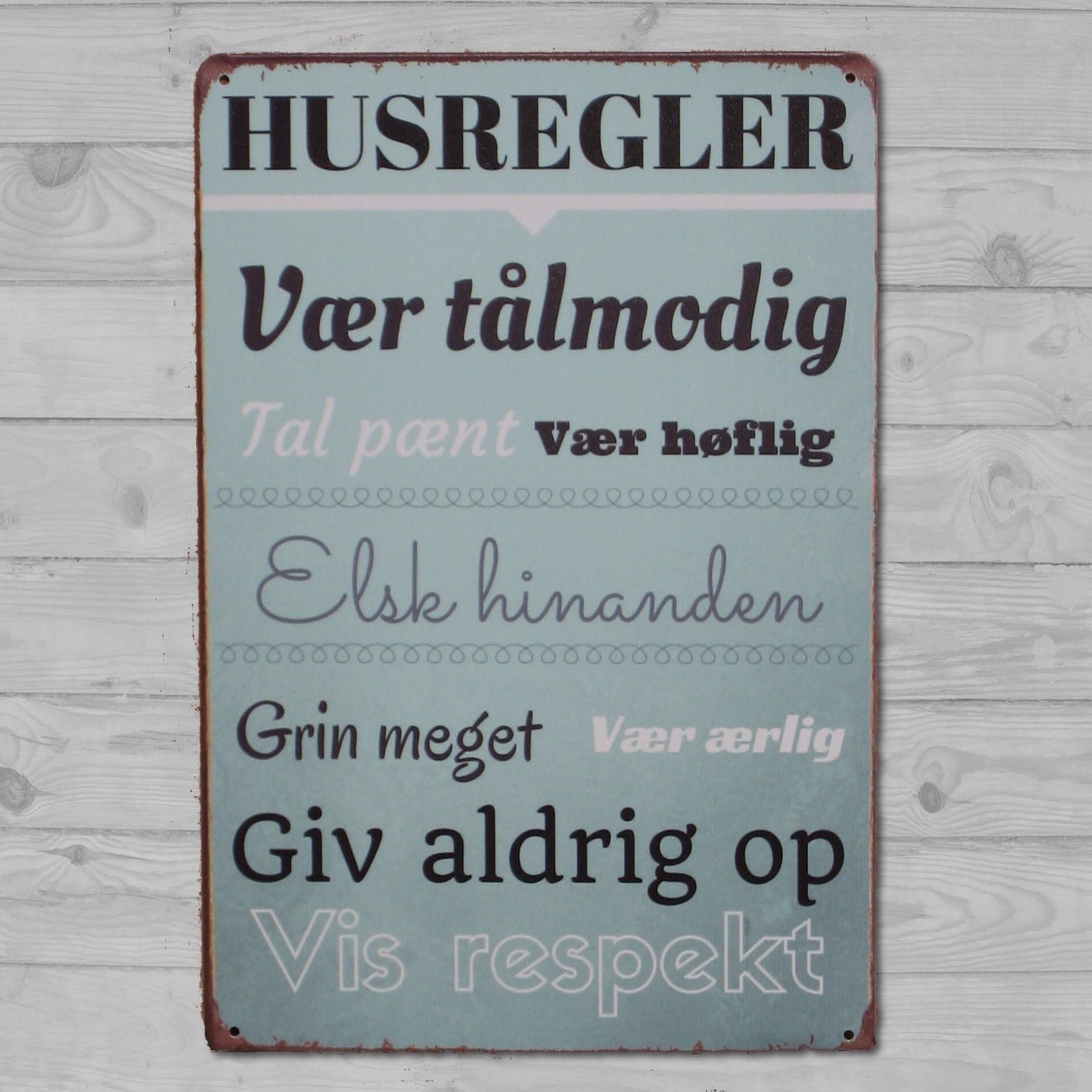 Emaljeskilt Husregler
