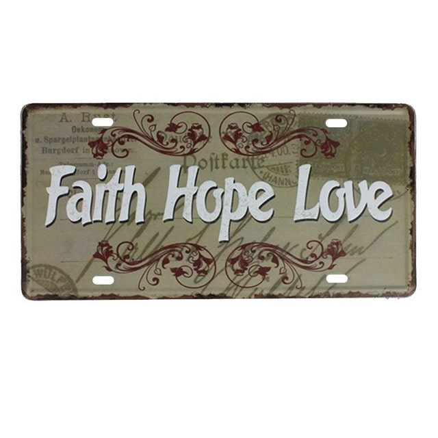 Emaljeskilt Faith Hope Love