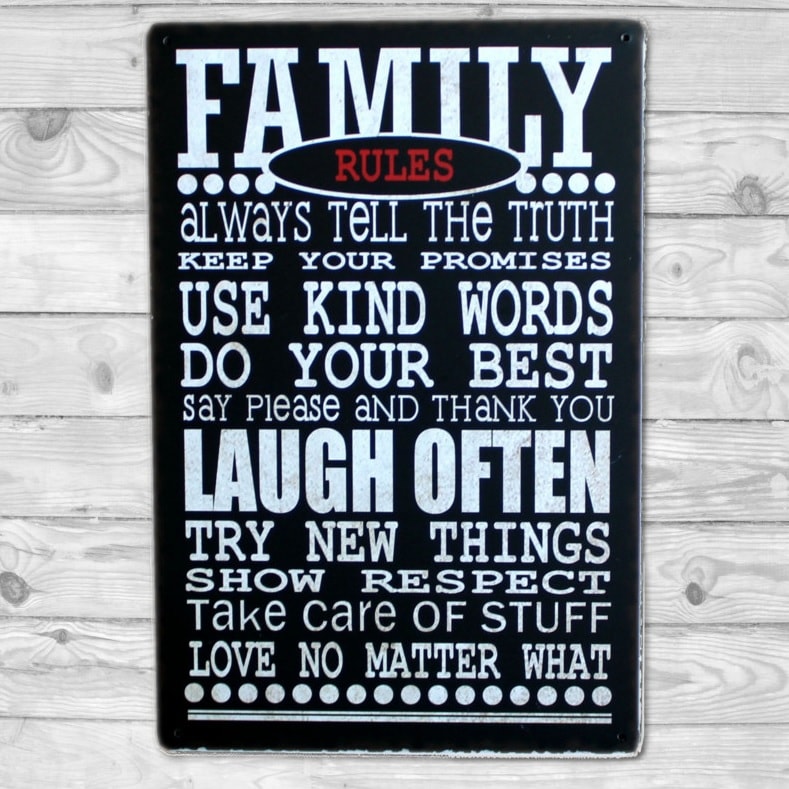 Emaljeskilt Family Rules