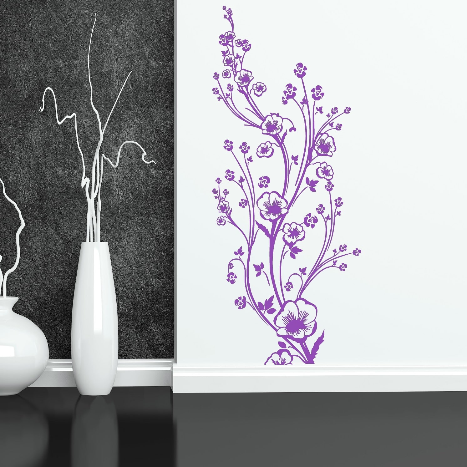 Wallsticker Høj, smuk blomsterdekoration