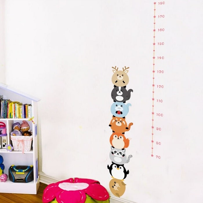 Wallsticker Højdemåler m. søde dyr