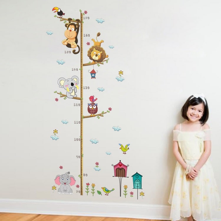 Wallsticker Højdemåler m. sjove dyr