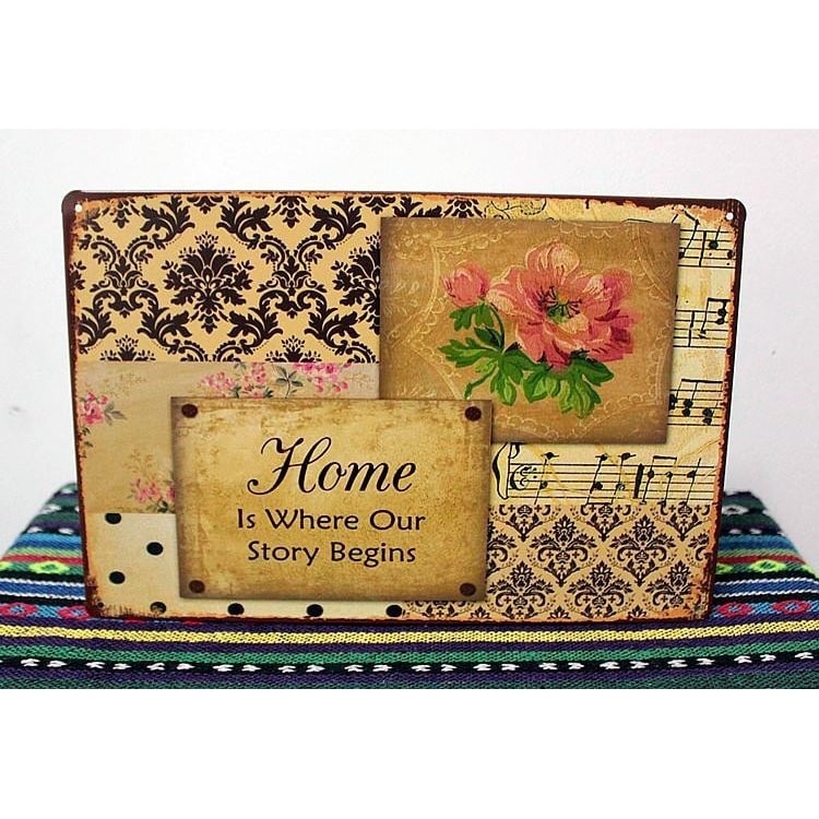 Emaljeskilt Home is where our story begins
