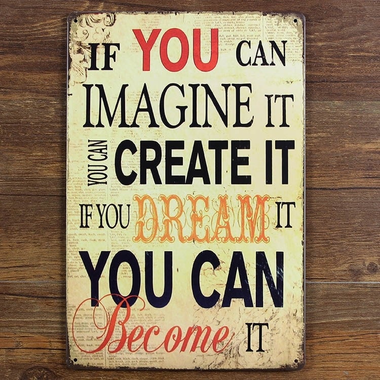 Emaljeskilt Imagine Create Become