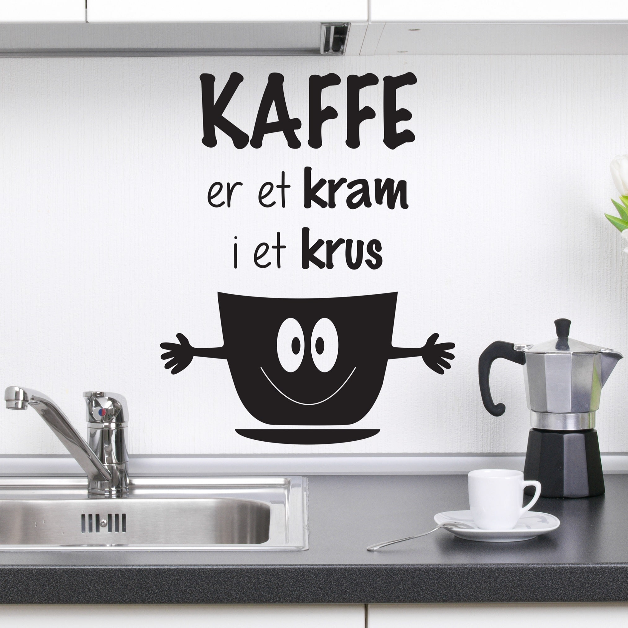 Wallsticker Kaffe er et kram i et krus