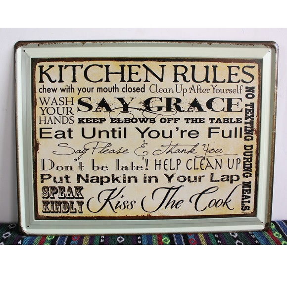Emaljeskilt Kitchen Rules