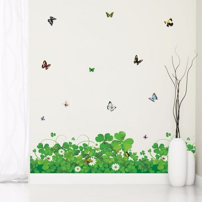 Wallsticker Kløver og sommerfugle