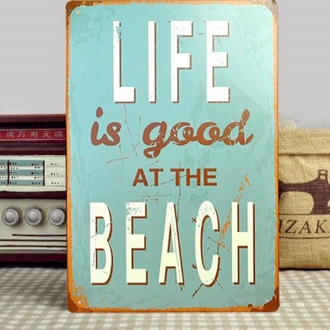 Emaljeskilt Life is good at the beach
