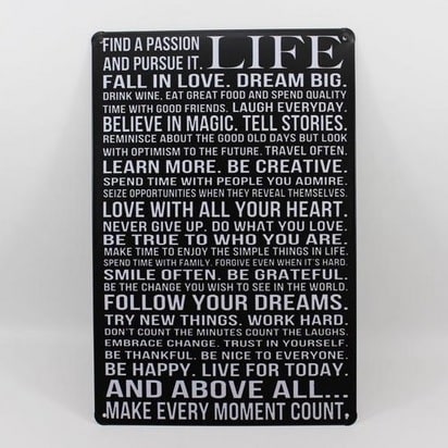 Emaljeskilt Life rules