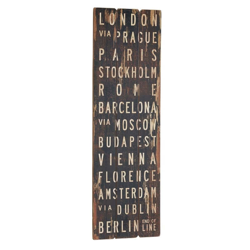 Træskilt London via Prague