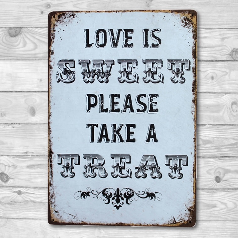 Emaljeskilt Love is Sweet - Take a Treat