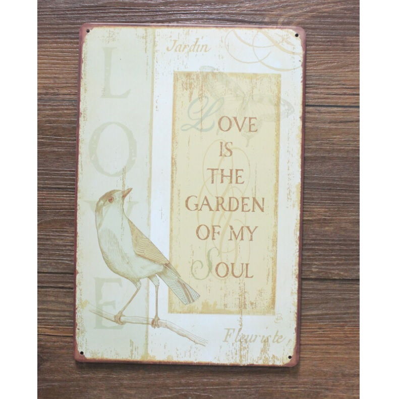 Emaljeskilt Love is the Garden of my Soul