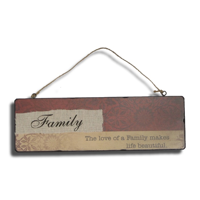 Træskilt Family makes life Beautiful