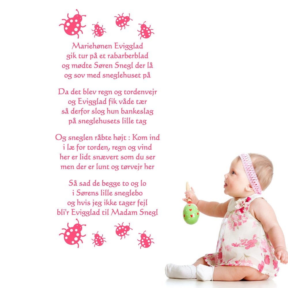 Wallsticker Mariehønen Evigglad