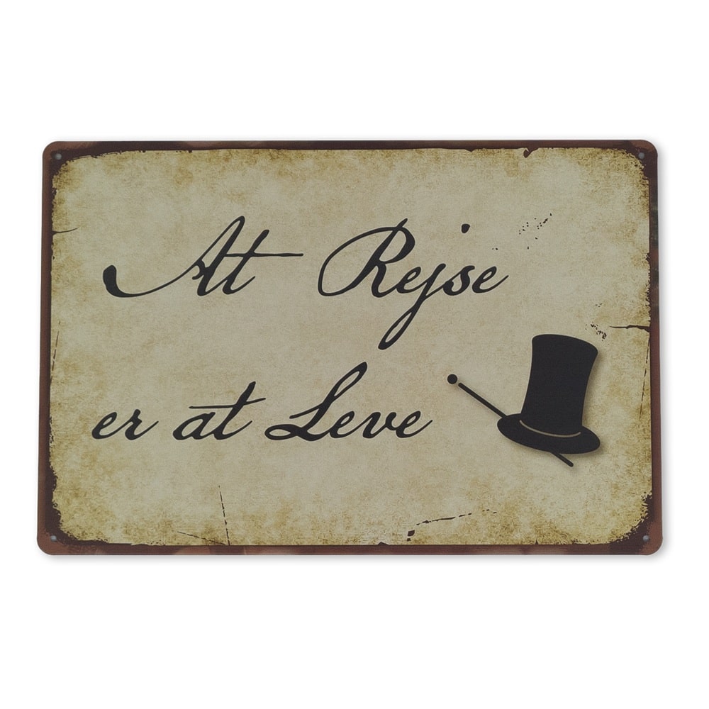 Emaljeskilt At rejse er at leve