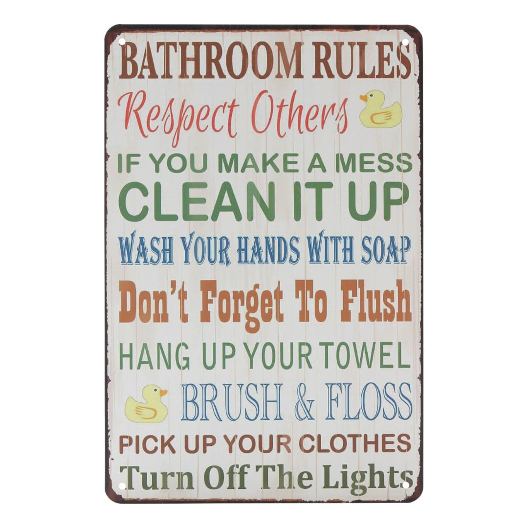 Emaljeskilt Bathroom Rules