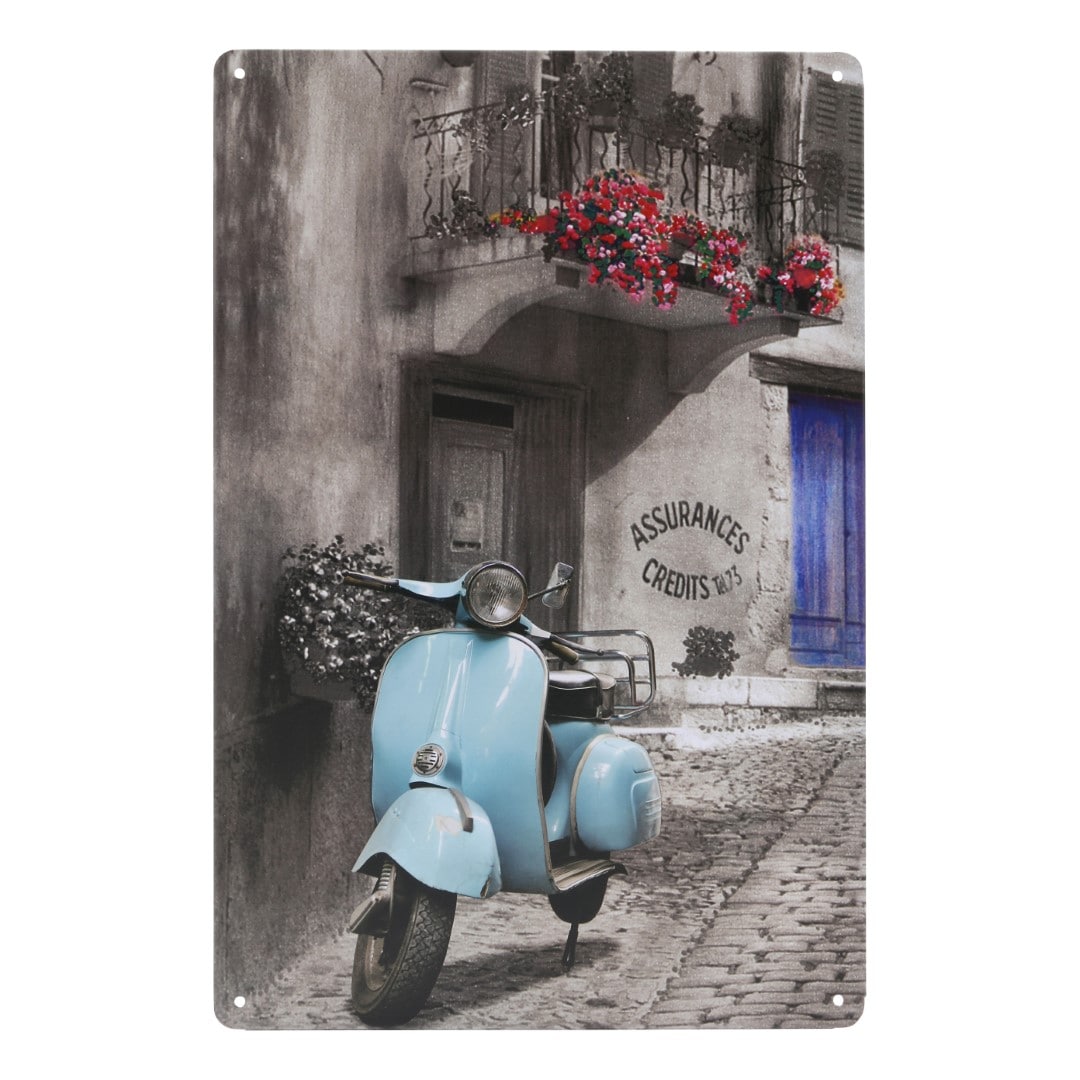 Emaljeskilt Blå scooter