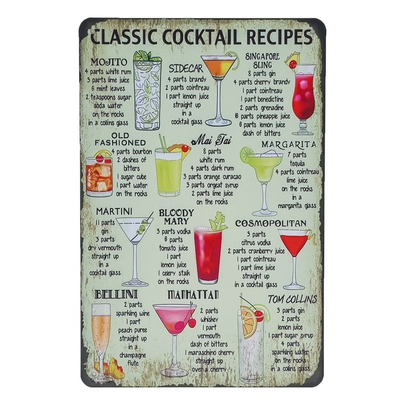 Emaljeskilt Cocktail Recipes