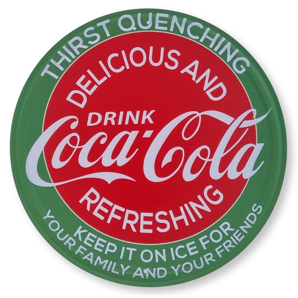 Emaljeskilt Delicous Coca-Cola (rund)