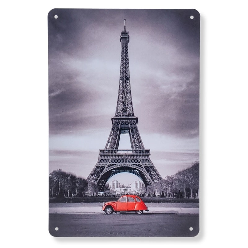 Emaljeskilt Eiffeltårnet med Citroen 2CV