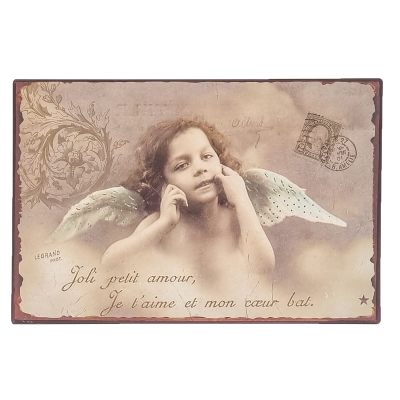 Emaljeskilt Engel på postkort