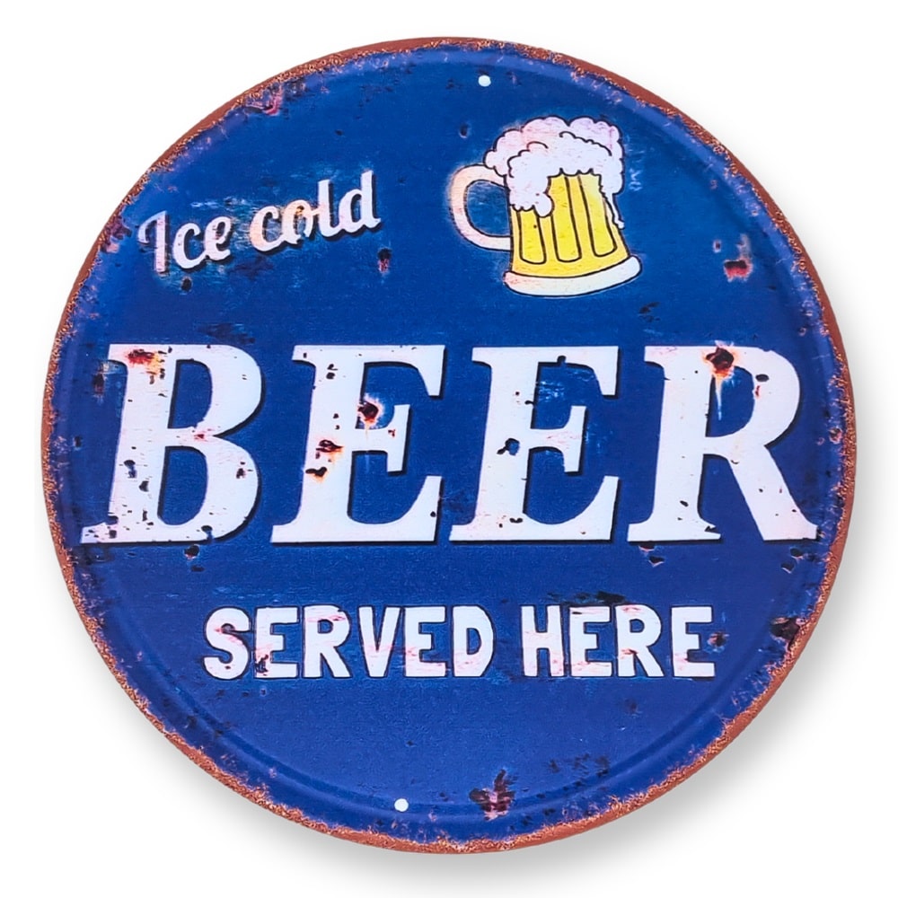 Emaljeskilt Ice cold Beer (rund)