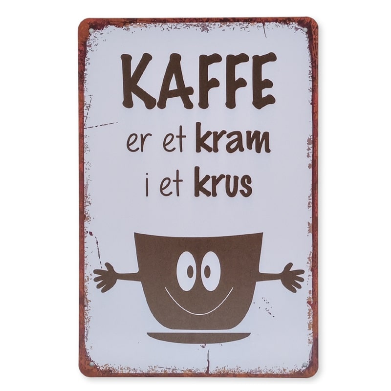 Emaljeskilt Kaffe er et kram i et krus