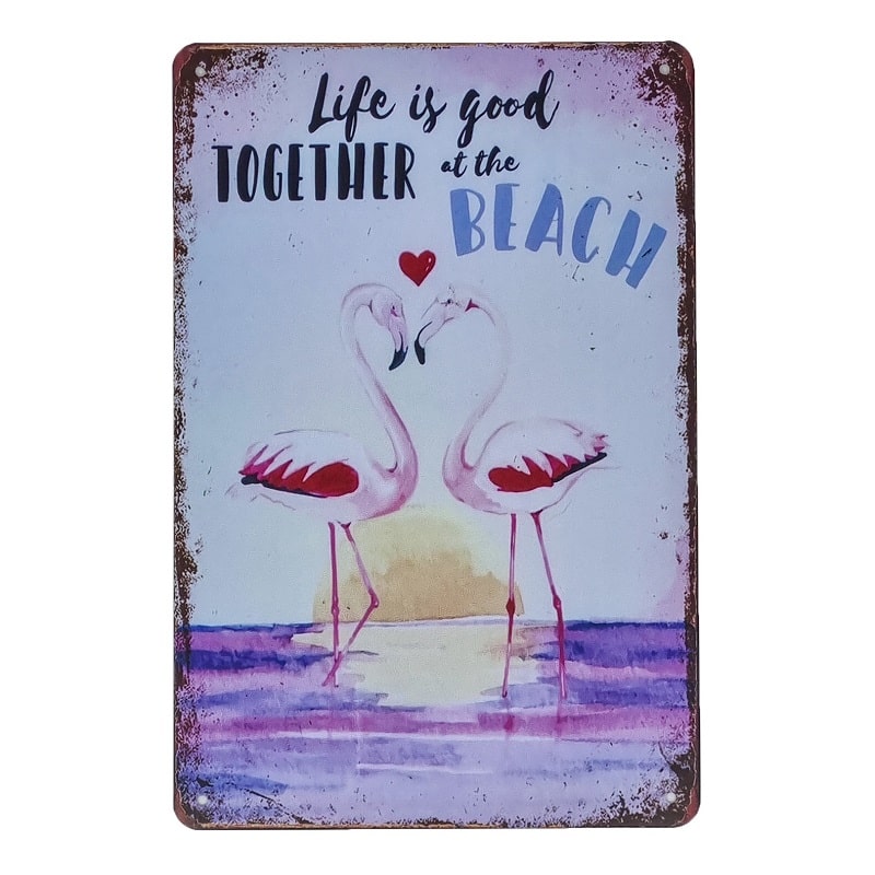 Emaljeskilt Life is good together at the Beach