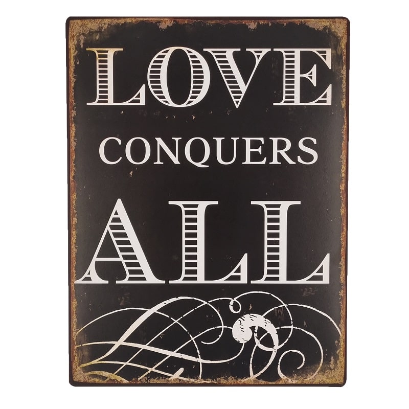 Emaljeskilt Love conquers all
