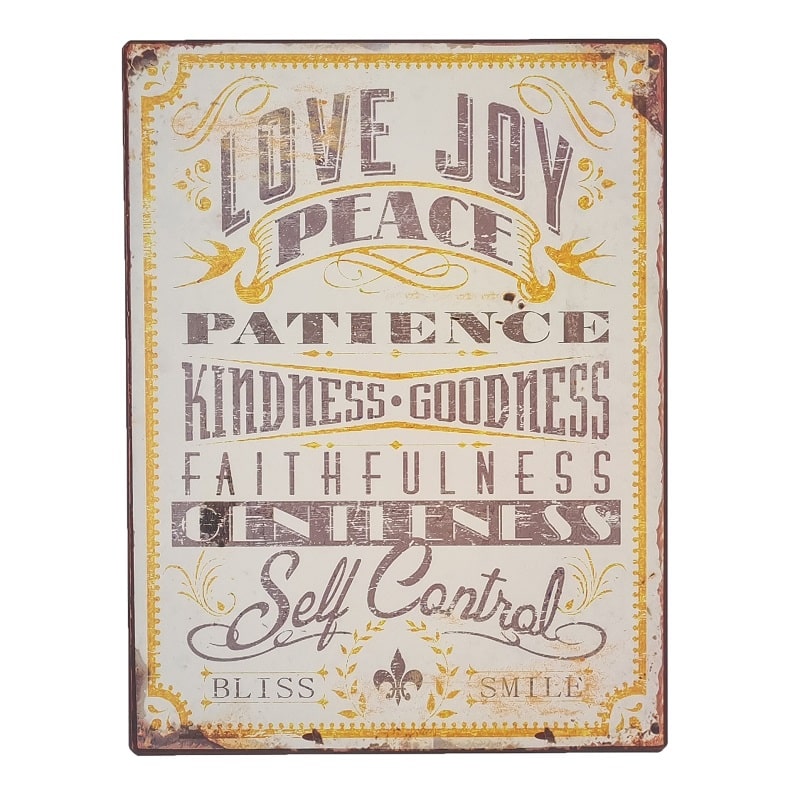 Emaljeskilt Love - Joy - Peace - Patience