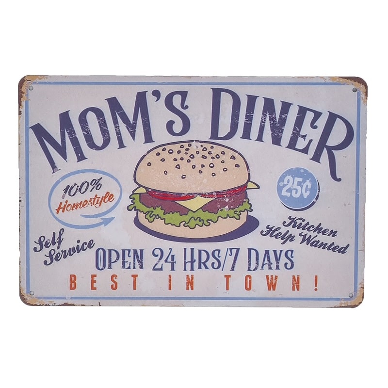 Emaljeskilt Mom's Diner - Best in Town