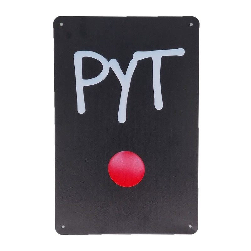 Emaljeskilt Pytknappen