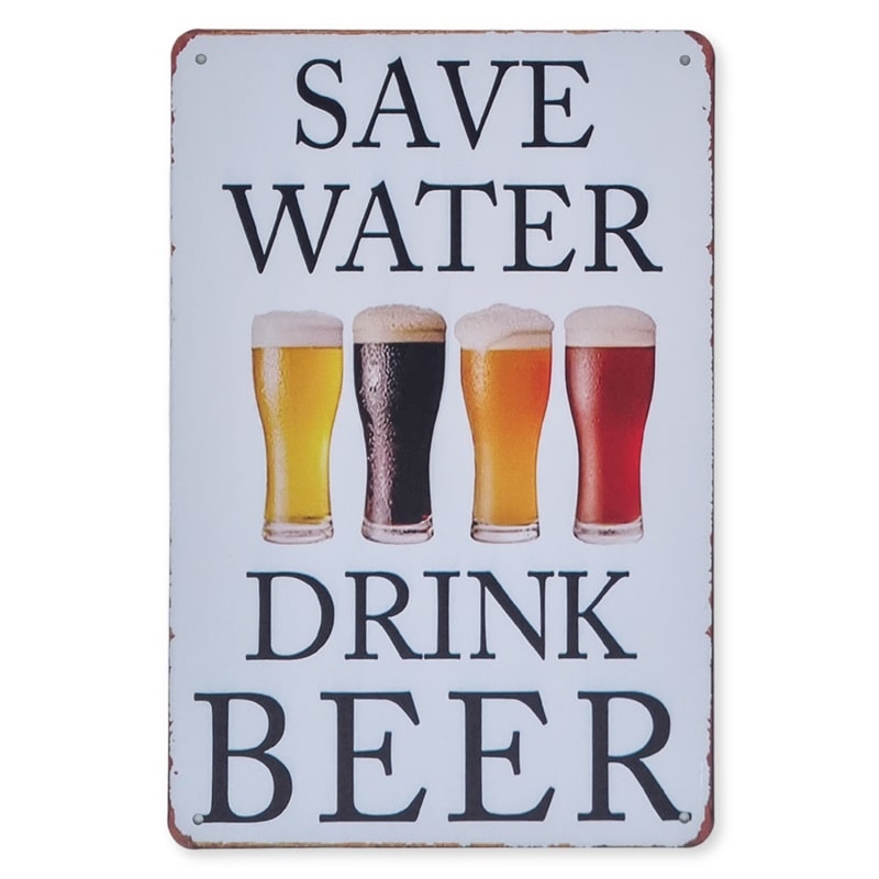 Emaljeskilt Save Water - Drink Beer