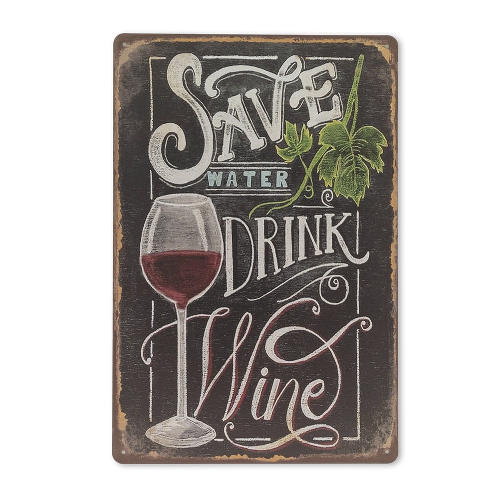 Emaljeskilt Save water - drink wine