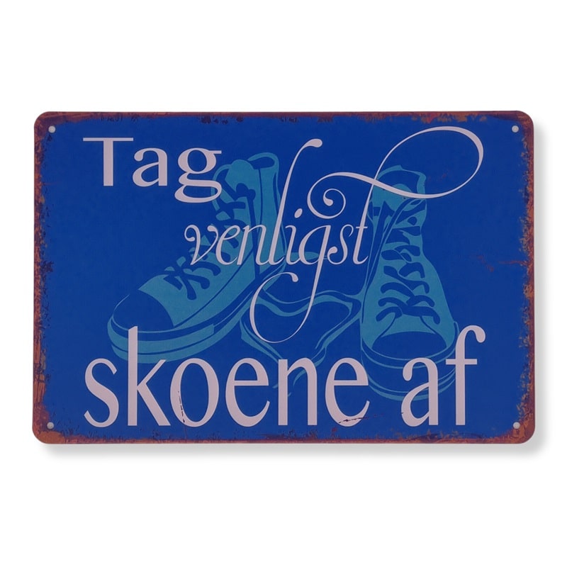 Emaljeskilt Tag venligst skoene af