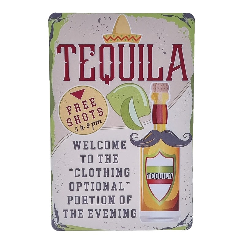 Emaljeskilt Tequila - free shots