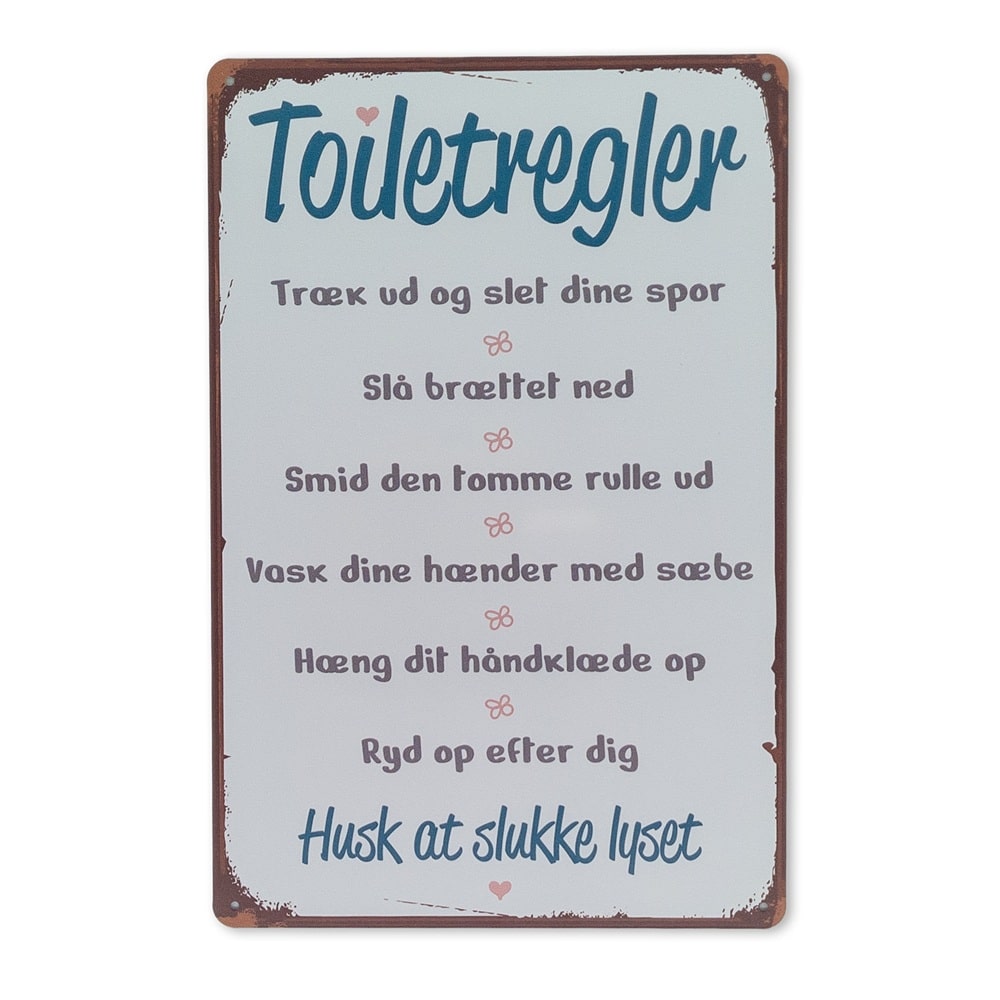 Emaljeskilt Toiletregler