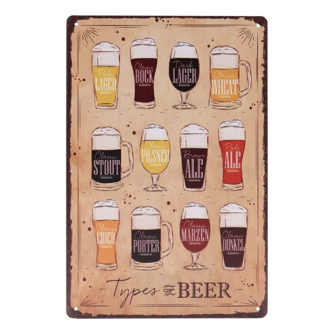 Emaljeskilt Types of Beer