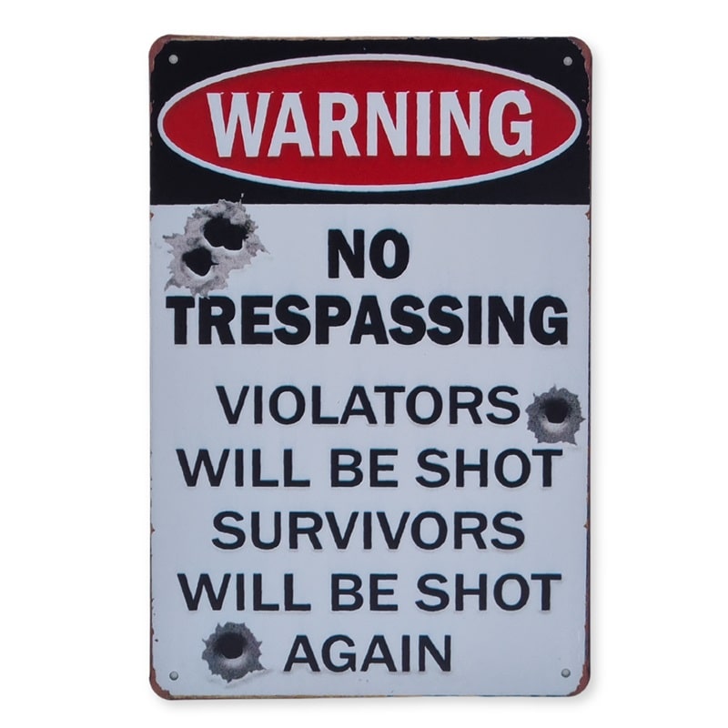 Emaljeskilt Warning - No Trespassing