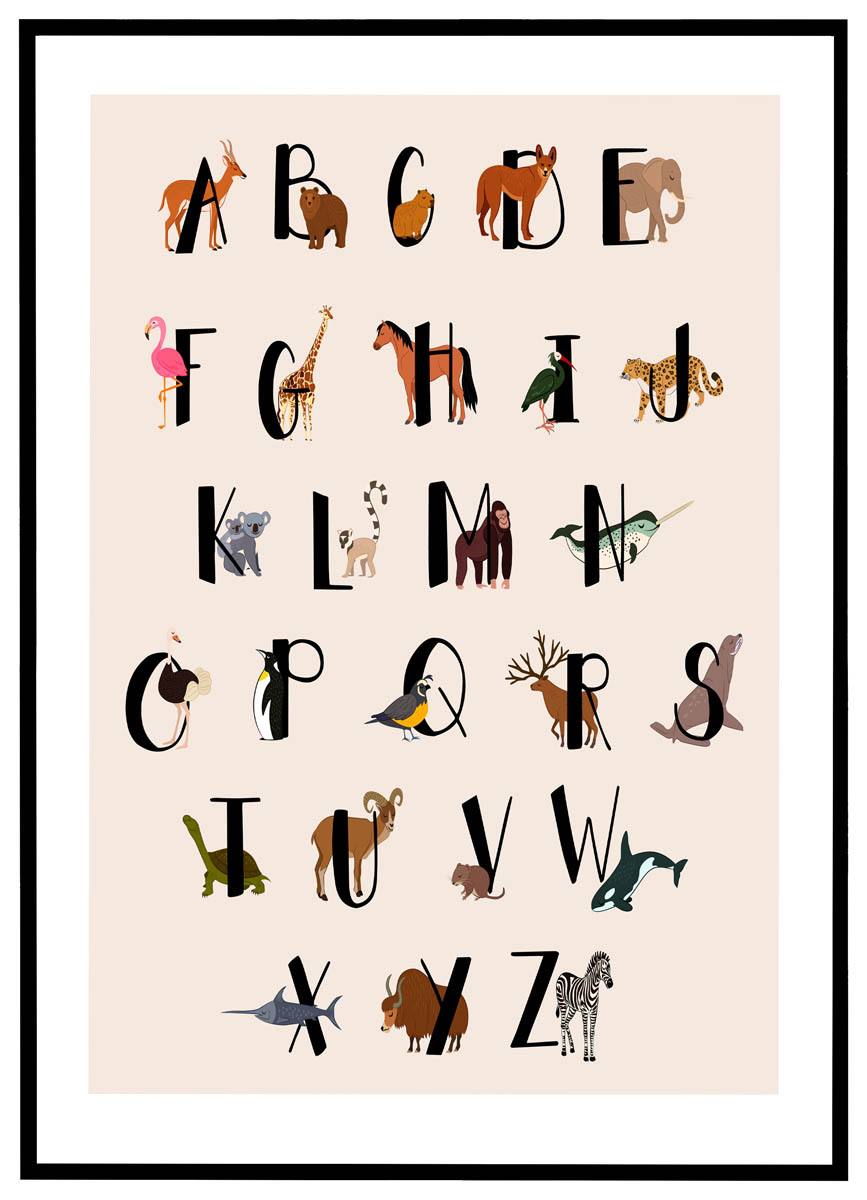 Plakat Alfabet med dyr