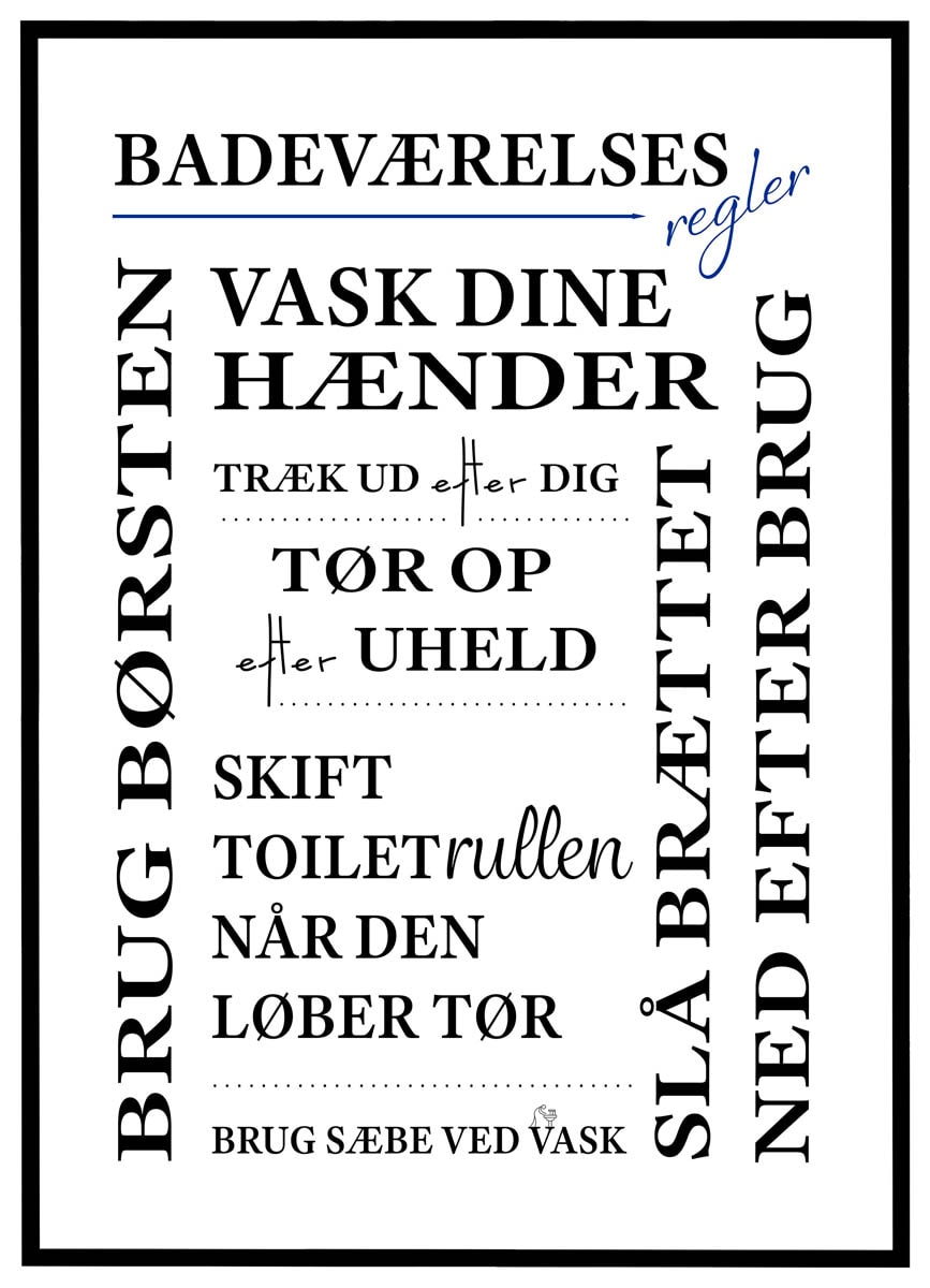 Plakat Badeværelsesregler
