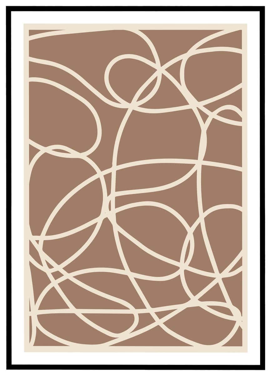 Plakat Dansende linier - brun