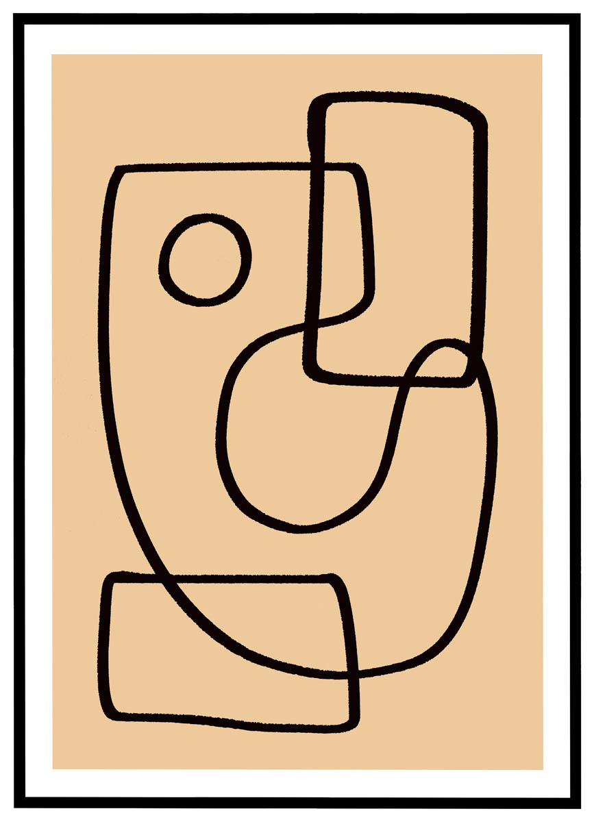 Plakat Dansende linier - gul beige