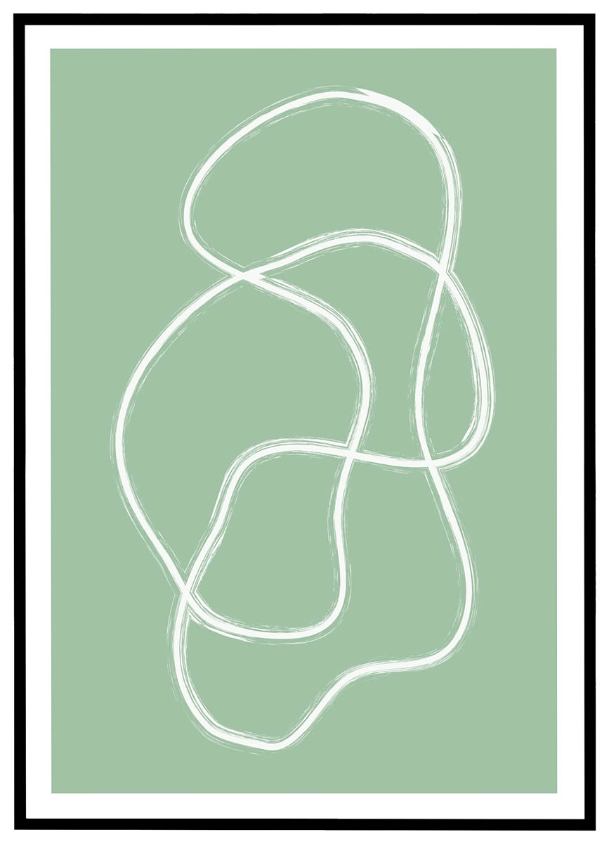 Plakat Dansende linier - salviegrøn #1
