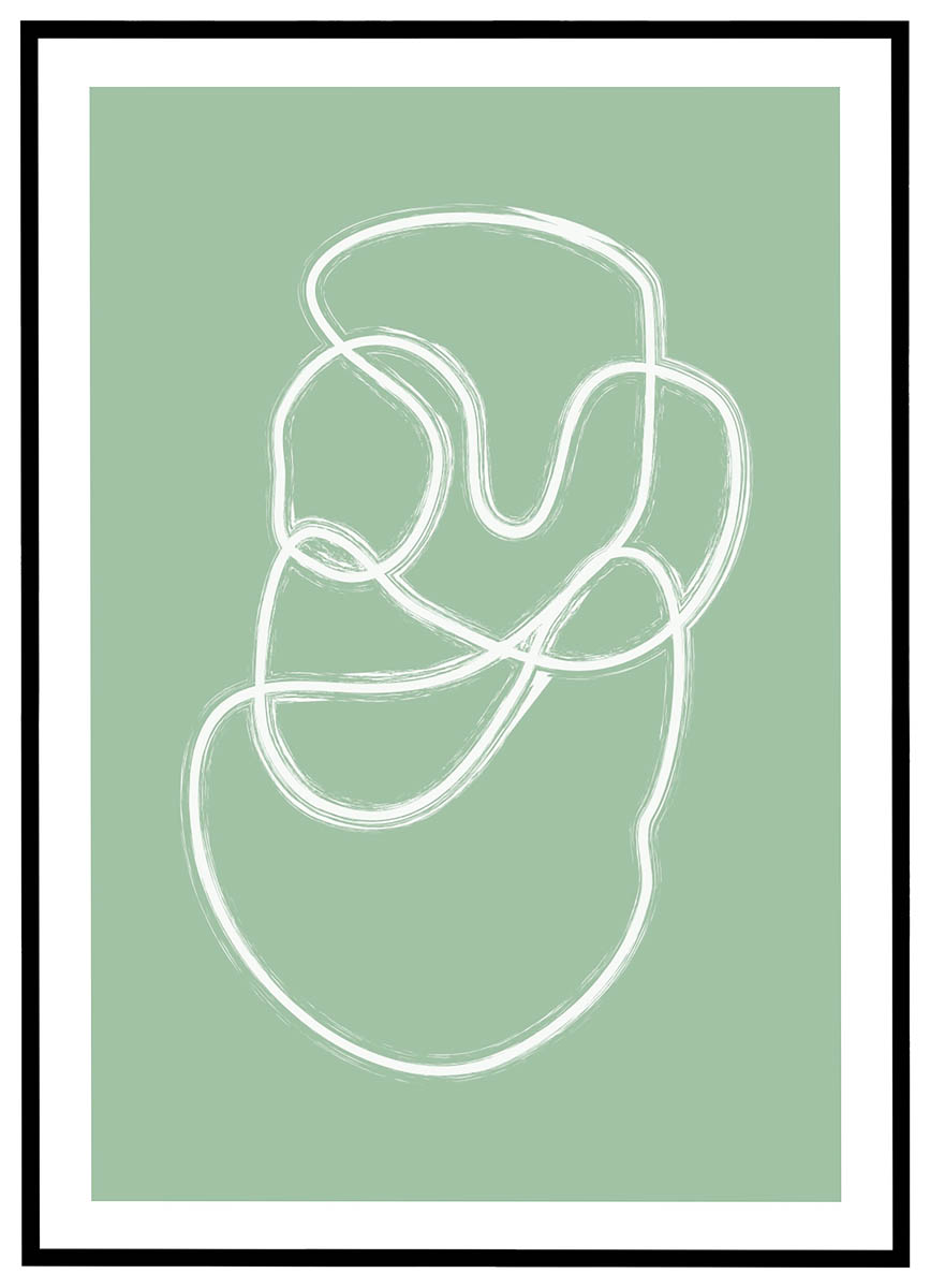 Plakat Dansende linier - salviegrøn #2