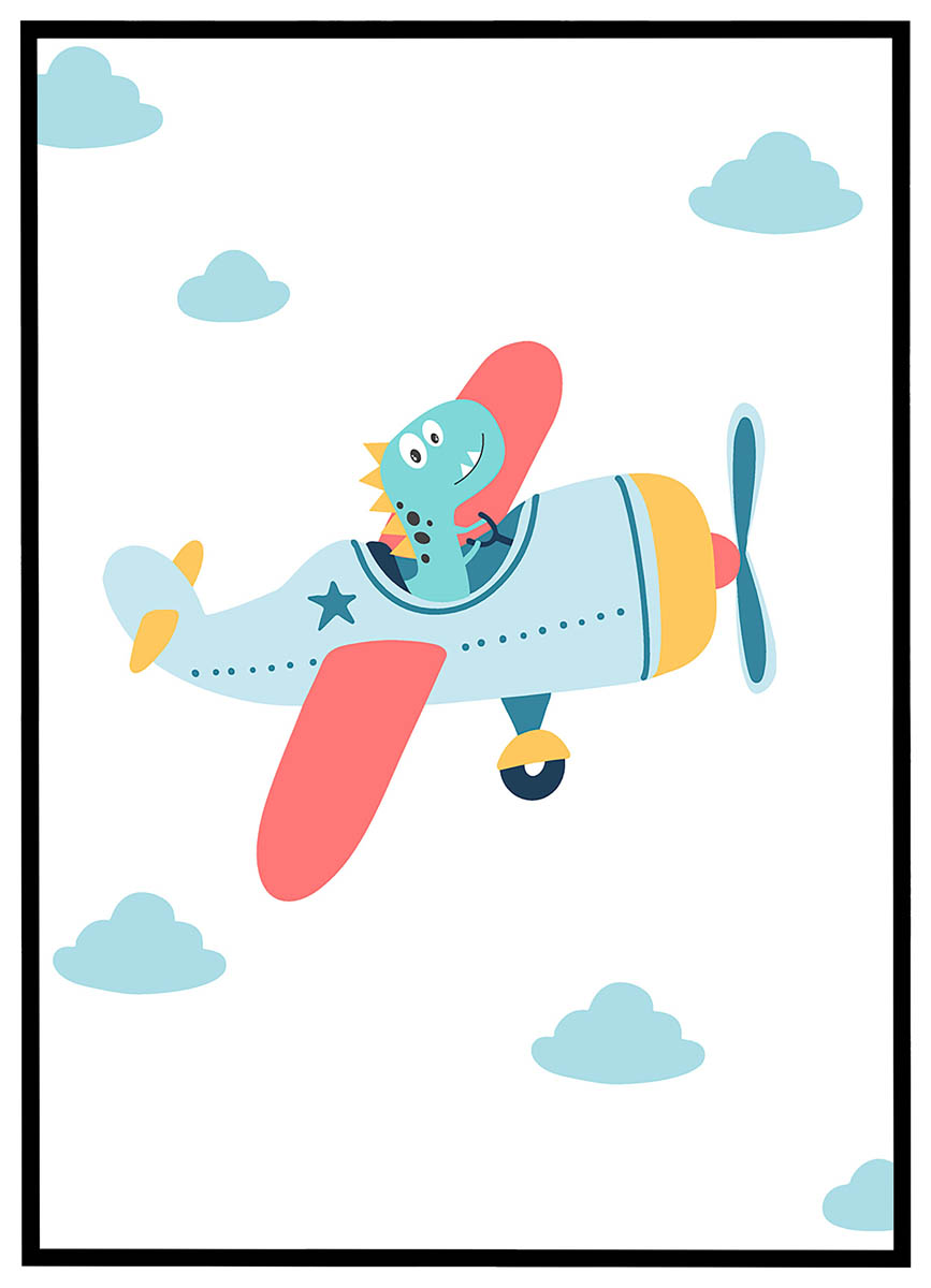 Plakat Dinosaur i flyvemaskine