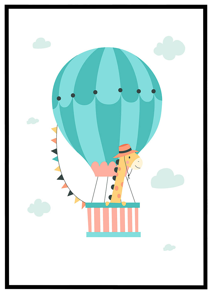 Plakat Giraf i luftballon