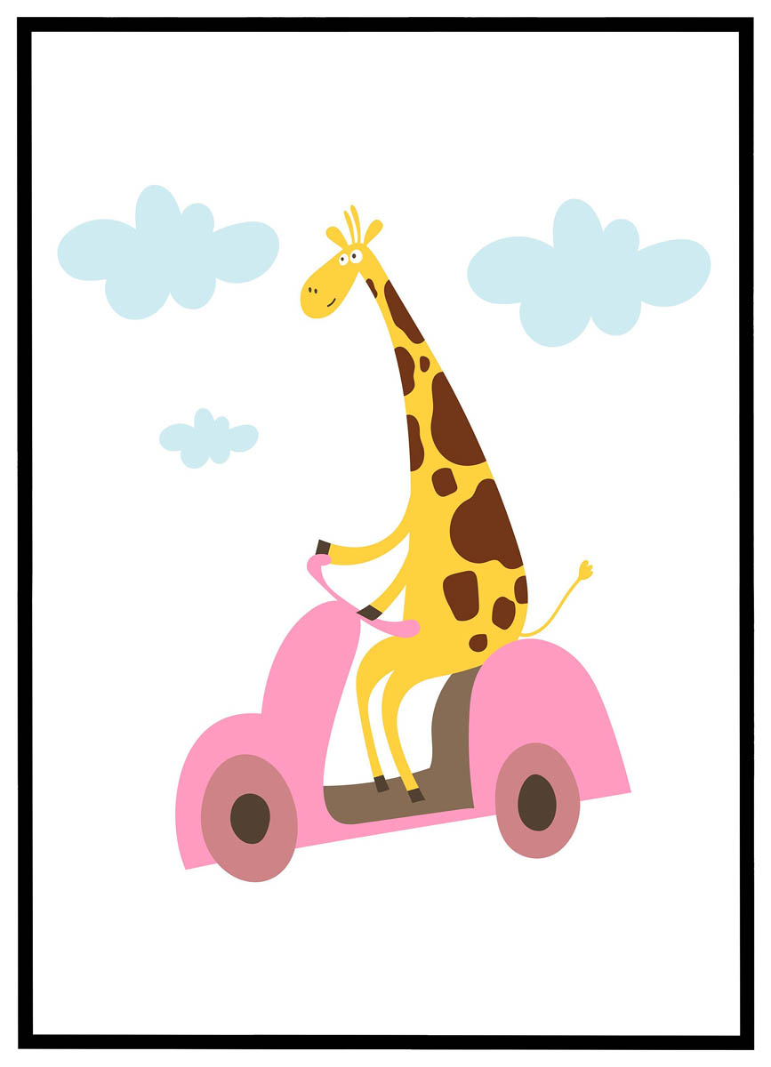 Plakat Giraf på scooter