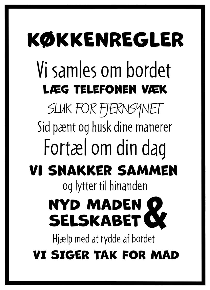 Plakat Køkkenregler